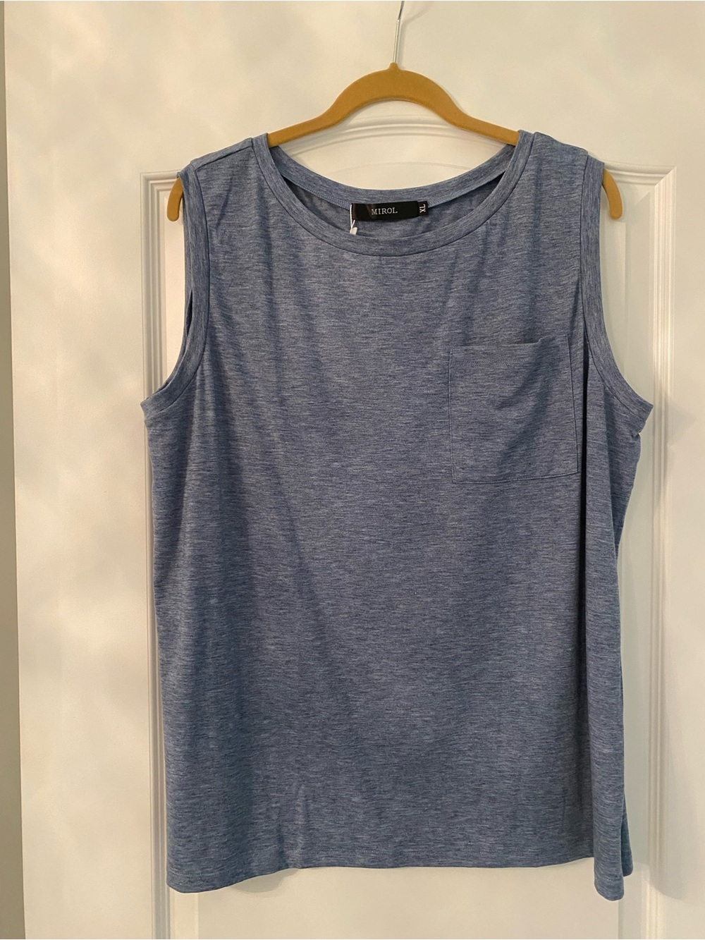 Macy's Heather Blue Sleeveless Pocket Tank